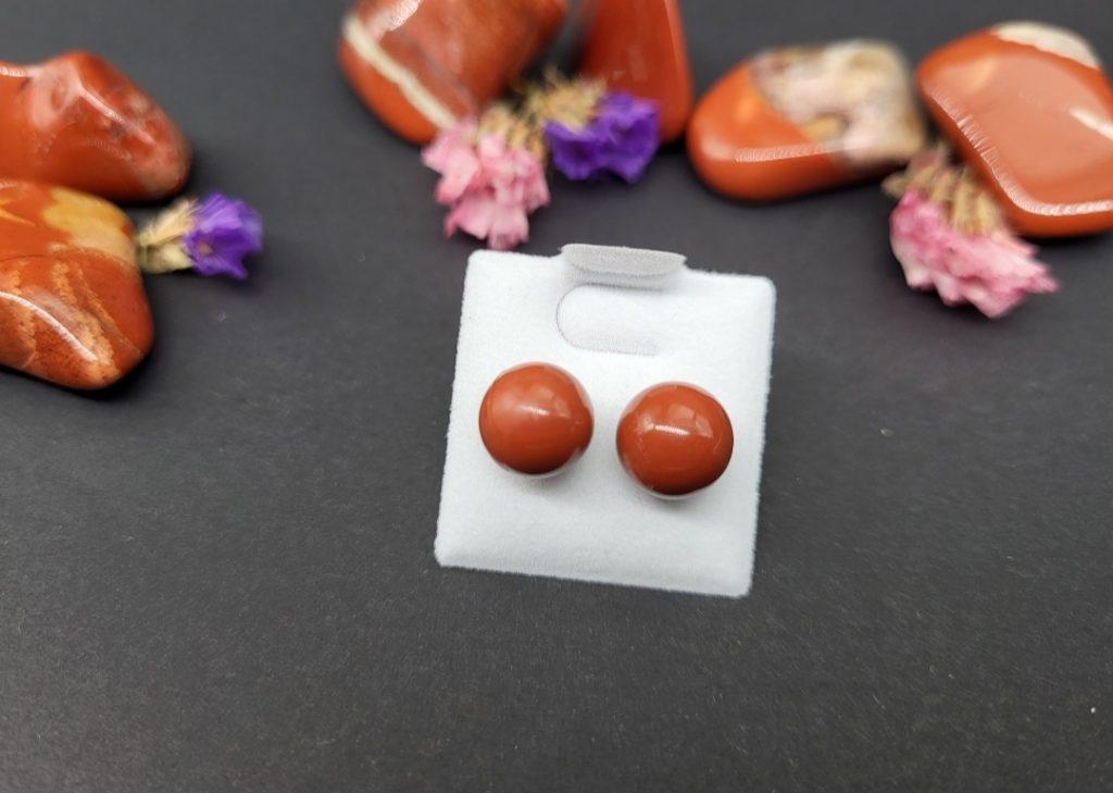 Rdeči jaspis uhani 8mm