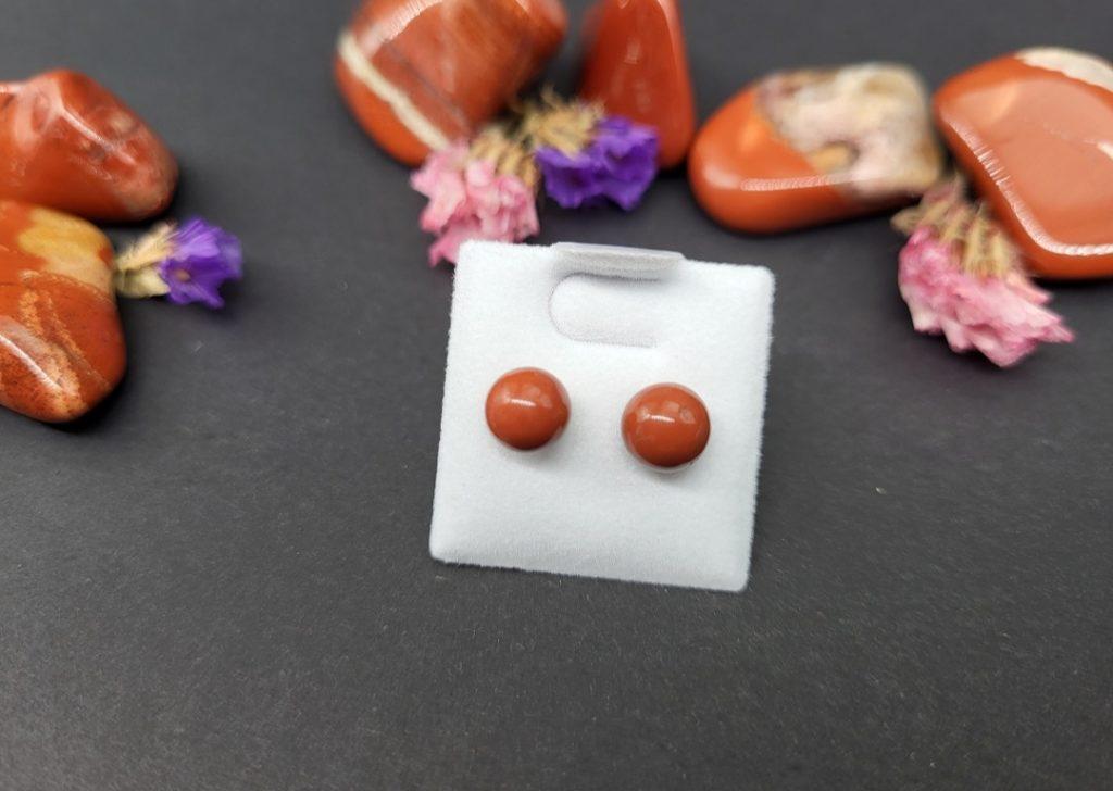 Rdeči jaspis uhani 6mm